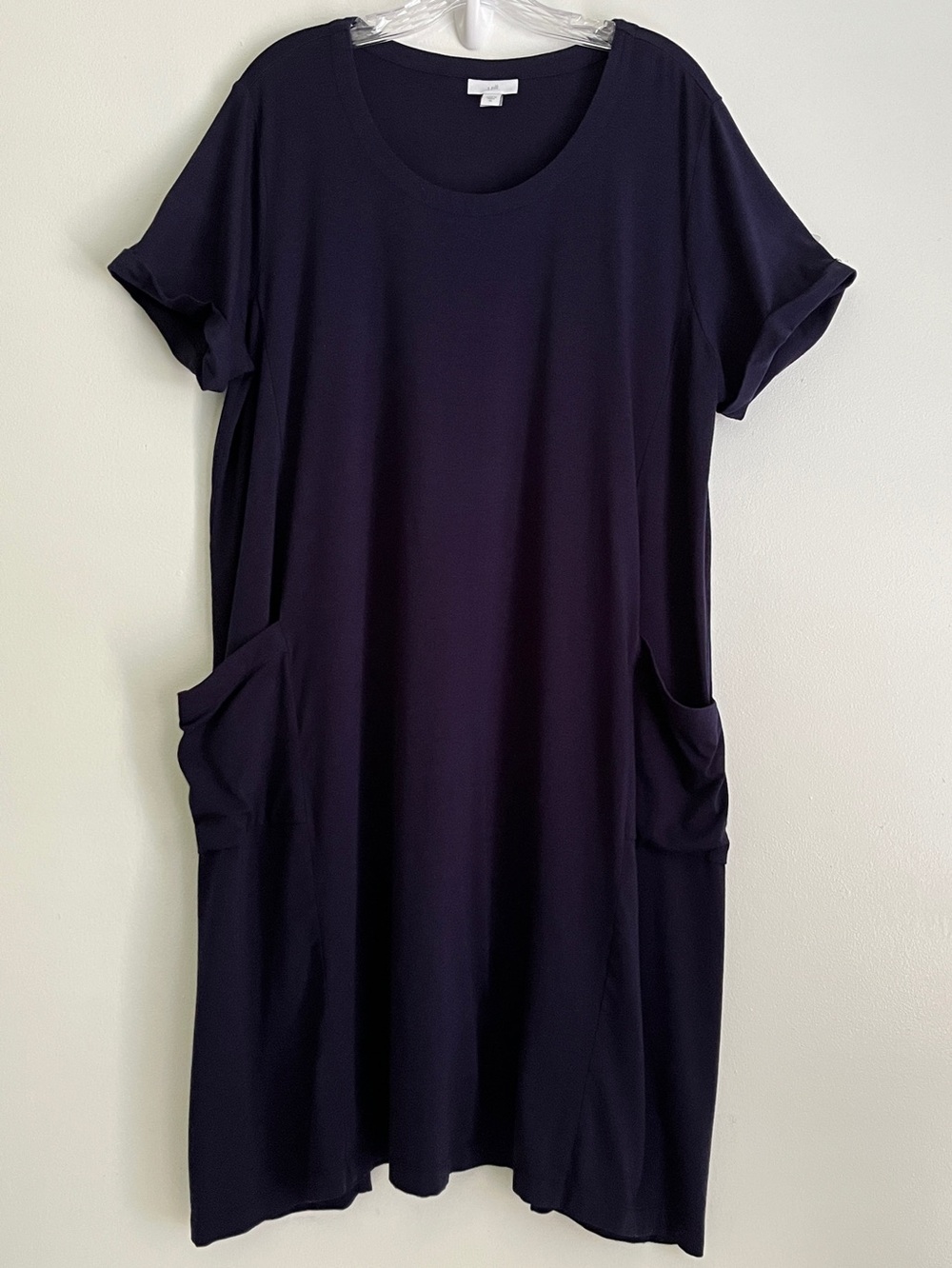 J. Jill Dress Women’s L Navy Blue T-Shirt Shift Pockets Lagenlook Casual Comfort